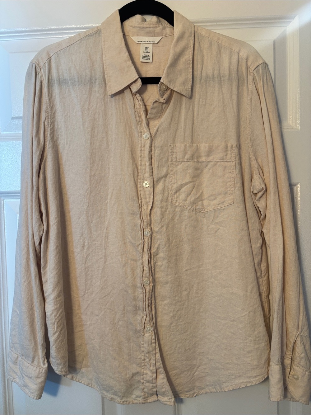 H&M Women's Light Beige Button-Down Shirt